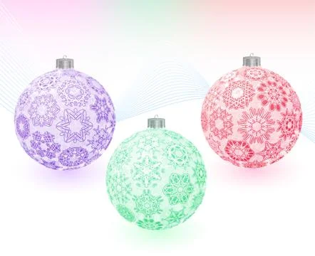 Christmas-balls with snowflakes texture Stock Illustration