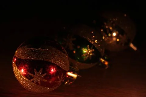 Christmas balls on the table Stock Photos