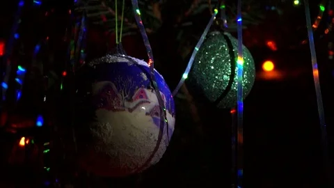 Christmas balls on the tree Stock Footage 71624452