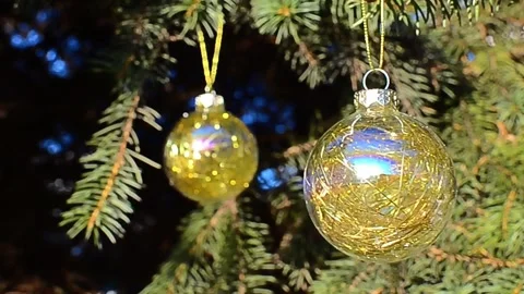 Christmas balls on the tree Stock Footage 247418408