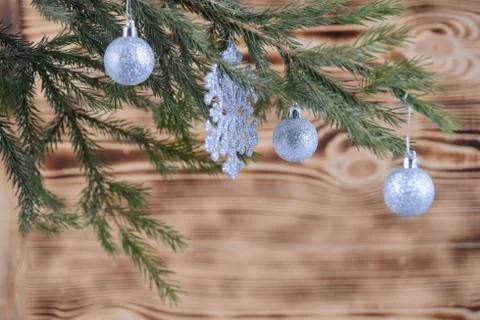 Christmas balls on the tree Stock Photos