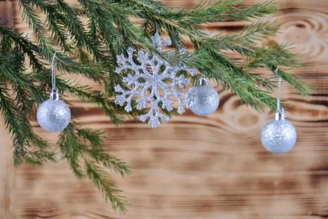 Christmas balls on the tree Stock Photos