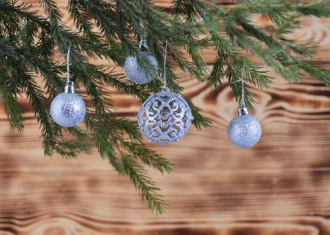 Christmas balls on the tree Stock Photos