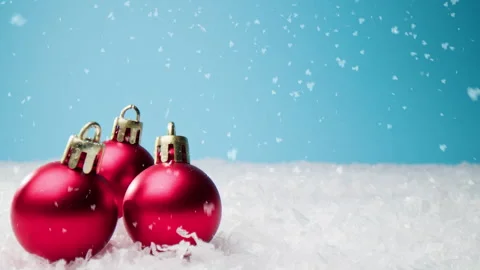 Christmas balls under the snow with copy space Stock Footage 255216672