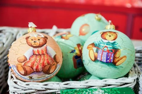 Christmas balls with unique patterns. Stock Photos