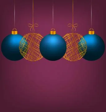 Christmas balls on violet Stock Illustration