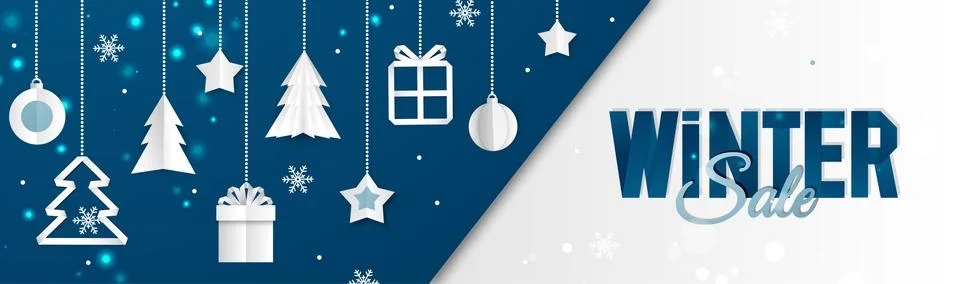 Christmas banner. Background Xmas objects viewed from above. Winter sale Stock Illustration
