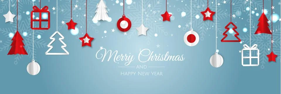 Christmas banner. Background Xmas objects viewed from above. Winter sale Stock Illustration