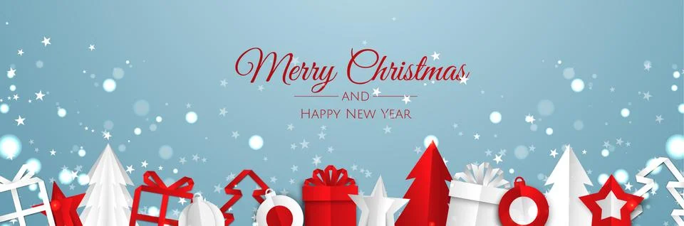 Christmas banner. Background Xmas objects viewed from above. Winter sale Stock Illustration