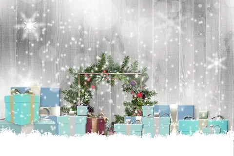 Christmas banner with set of goft boxes Stock Illustration