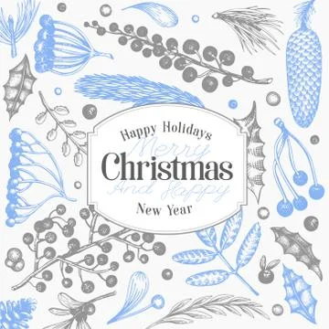 Christmas banner template. Vector hand drawn illustrations. Greeting card des Stock Illustration