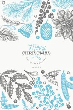 Christmas banner template. Vector hand drawn illustrations. Greeting card des Stock Illustration