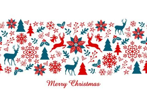 Christmas banner, vector seamless pattern Stock Illustration