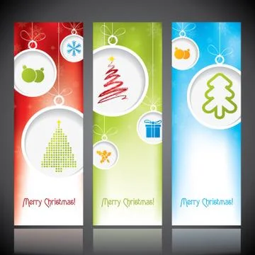 Christmas banners with decorations Stock Illustration