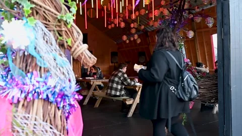 Christmas Bar next to Tower Bridge, London, United Kingdom Stock Footage 257059416