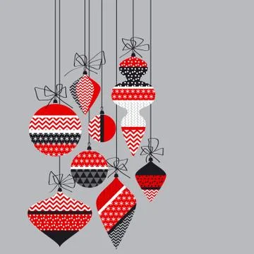Christmas bauble decoration in patchwork style. Vector illustration with new  Illustrazione stock