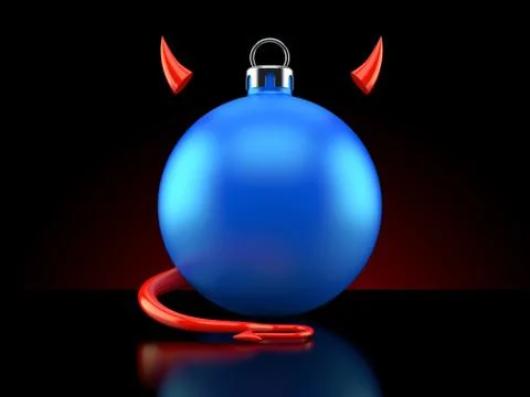 Christmas bauble with devil horns and tail 스톡 일러스트