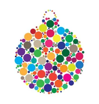 Christmas bauble dotted vector design isolated on white background Stock Illustration