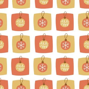 Christmas bauble seamless pattern vector cute winter holiday background with red Stock Illustration