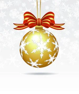 Christmas Bauble on a Snowflake Background Illustrazione stock