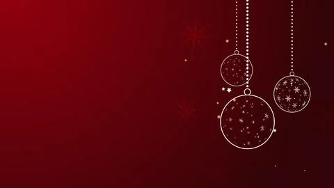 Christmas baubles and snowfall in loopable motion on red background Illustrazione stock
