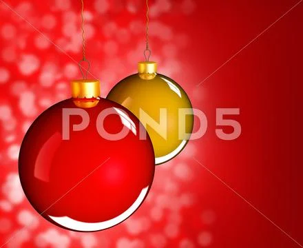 Christmas baubles balls in golden red Stock Illustration