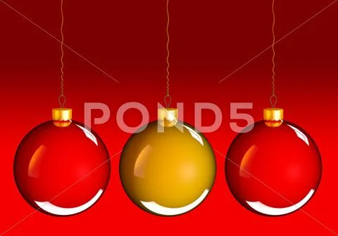 Christmas baubles balls in golden red Stock Illustration