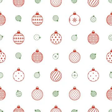 Christmas Baubles Dithered Seamless Pattern. Vector seamless pattern illust.. Stock Illustration