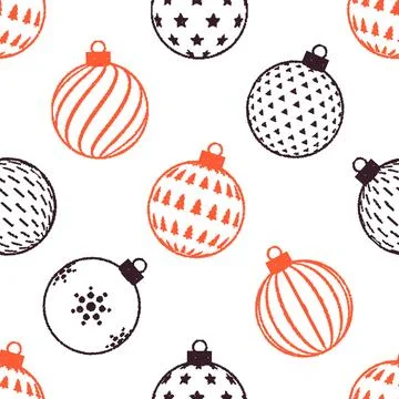 Christmas Baubles Dithering Pattern. Vector seamless pattern illustration Stock Illustration
