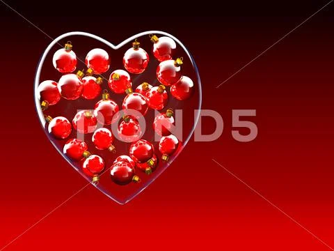 Christmas baubles heart shape in red and gold Stock Illustration
