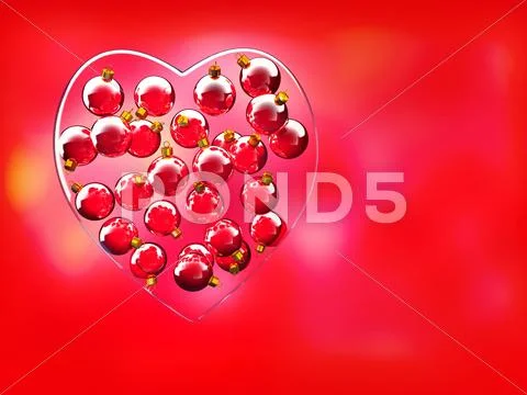 Christmas baubles heart shape in red and gold Stock Illustration