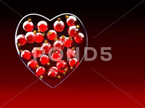 Christmas baubles heart shape in red and gold Stock Illustration