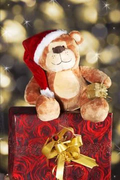 Christmas bear sitting Stock Photos