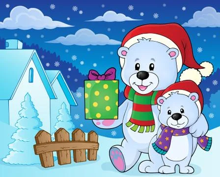 Christmas bears theme image Stock Illustration