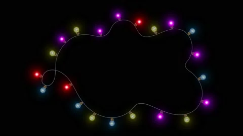 Christmas Beautiful light bulb string with flashing lights Loop Garland Lights Stock Footage 210484823