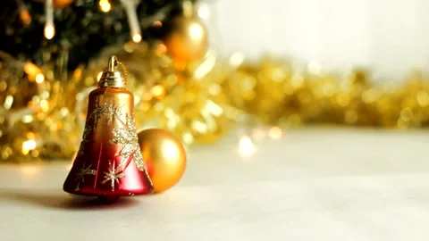 Christmas bell bokeh background with copy space for your text Stockbeeldmateriaal 165836588