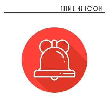Christmas bell with bow thin line icon. New Year celebration outline decorate Illustrazione stock