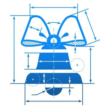 Christmas bell with dimension lines Stock Illustration