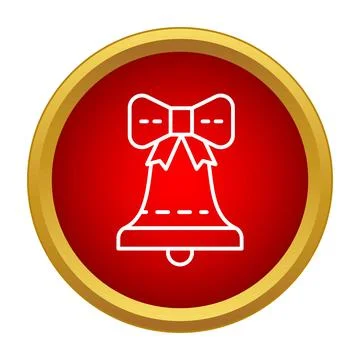 Christmas bell icon on a red button background Stock Illustration