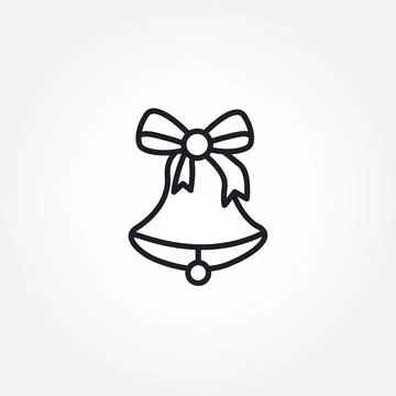 Christmas bell isolated vector line icon. bell with ribbon line icon. Stock Illustration