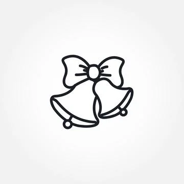 Christmas bell isolated vector line icon. bell with ribbon line icon. Stock Illustration