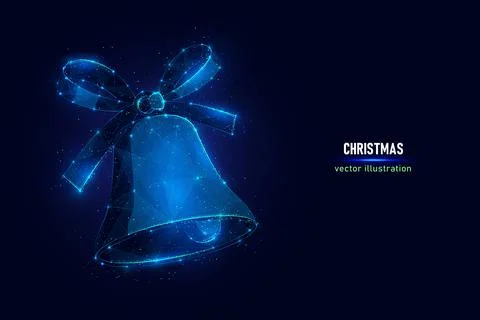 Christmas bell low poly vector illustration Stock Illustration