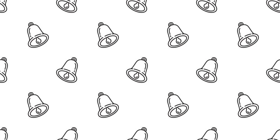 Christmas Bell seamless vector pattern ringing icon isolated Illustrazione stock