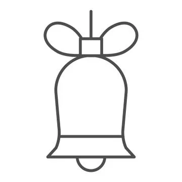 Christmas bell thin line icon. Christmas decoration vector illustration isolated Stock Illustration