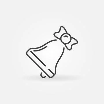 Christmas Bell vector icon in thin line style Stock Illustration