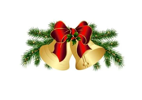 Christmas bells and a bow in red Stock Illustration