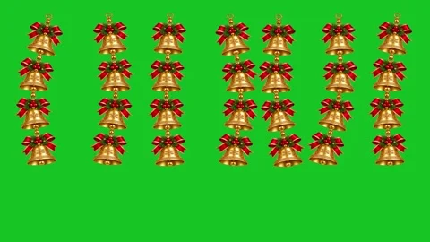 Christmas bells decorative strings motion graphics with green screen background Video stock 345130811