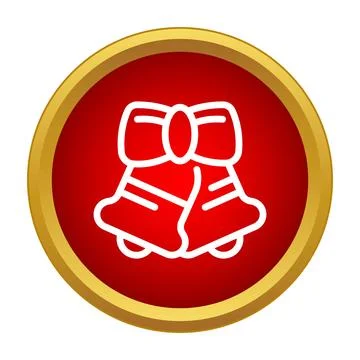 Christmas bells flat icon on red background Stock Illustration