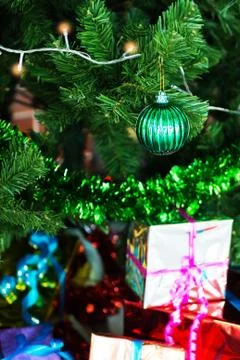 Christmas bells pine tree feeling full happy Stock Photos