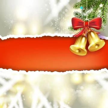 Christmas bells with pine tree Illustrazione stock